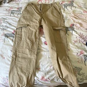 Beige cargo pants.